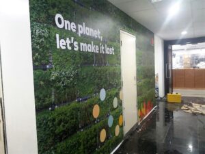 A custom printed wall mural is a great way to enhance your office decor